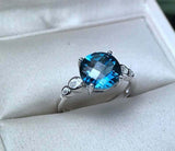 2.45ct Engagement Ring Round Cut Blue Topaz Accents Solitaire 14k WhiteGold Over