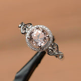1.8ct Round Peach Morganite Promise Wedding Engagement Ring 14k WhiteGold Finish