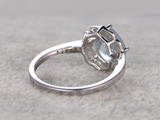2.3ct Cushion Cut Blue Aquamarine Diamond Floral Halo Ring 14k White Gold Finish