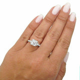 2.5ct Asscher Diamond Solitaire Ring 14K White Gold Over Trillion Round Accent
