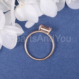 1ct Emerald Cut Simulated Morganite Solitaire Accents Ring 14k Rose Gold Plated