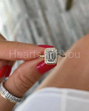 0.5ct Emerald Simulated Diamond Bezel Set Engagement Ring 14k White Gold Plated
