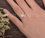 0.5ct Cushion Simulated Diamond Solitaire with Accents Ring 14k Rose Gold Plated