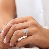 2.1ct Round Cut Moissanite Dual Halo Women Engagement Ring 14k White Gold Plated