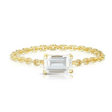 0.4ct Emerald Cut Diamond Chain Engagement Ring 14k Yellow Gold Finish