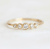 1.3ct Round Cut Diamond Engagement Ring 5 Stone Minimalist 14k YellowGold Finish