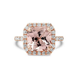 2ct Asscher Cut Peach Morganite Engagement Ring Diamond Halo 14k Rose Gold Over