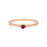 0.2ct Round Cut Simulated Ruby Minimalist Engagement Ring 14K Yellow Gold Plated