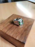 5ct Engagement Ring Green Emerald Cut Wide Solitaire Women 14k White Gold Finish