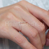0.3ct Round Cut Moissanite Curved Minimalist Wedding Band 14k Rose Gold Plated