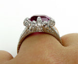 5Ct Cushion Pink Sapphire Antique Vintage Engagement Ring 14K White Gold Finish