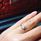 4 Prong Solitaire Engagement Ring 1ct Round Cut Diamond 14k White Gold Finish