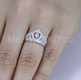 2.2ct Round Cut Moissanite Princess Crown Tiara Women Ring 14k White Gold Plated