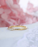 Minimalist Wedding Ring Band 0.6ct Round Cut VVS1 Diamond 14k Yellow Gold Finish