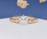 0.2ct Round Cut Moissanite Curved Stackable Wedding Band 14k Yellow Gold Plated