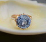 2ct Engagement Ring Round Cut Blue Tanzanite Crown Design 14k Rose Gold Finish