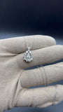 1ct Round Cut Moissanite Open Halo Pendant with Chain 14k White Gold Plated