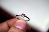 0.2ct Engagement Ring Oval Pink Sapphire Dainty Minimalist 14k White Gold Finish