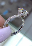 4Ct Round Cut VVS1/D Diamond Hidden Halo Iced Solitaire Ring 14K White Gold Over