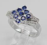 5ct Round Cut Blue Sapphire Unique Stylish Engagement Ring 14k White Gold Finish