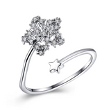 1Ct Round Cut Diamond Dual Star Design Engagement Ring 14K White Gold Finish