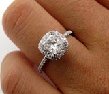 2.5Ct Radiant Cut VVS1 Diamond Accent Halo Engagement Ring 14K White Gold Finish