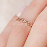 0.1ct Round Cut Moissanite Dainty Twig Women Wedding Band 14k Rose Gold Plated