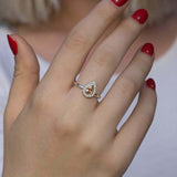 1ct Engagement Ring Pear Cut Peach Morganite Halo Minimalist 14k White Gold Over
