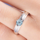 0.5ct Round Cut Simulated Blue Aquamarine Solitaire Ring 14k White Gold Plated