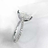 2.3ct Engagement Ring Radiant Cut Diamond Hidden Halo 14k White Gold Finish