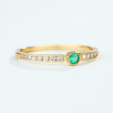 1.3ct Round Cut Green Emerald Diamond Accent Engagement Ring 14k YellowGold Over