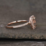 2ct Engagement Ring Oval Cut Peach Morganite Round Accent Halo 14k RoseGold Over