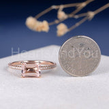 1ct Emerald Cut Simulated Morganite Solitaire Accents Ring 14k Rose Gold Plated
