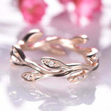 1ct Round Cut VVS1 Diamond Engagement Ring Leaf Branch Vine 14k Rose Gold Finish