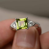2.5ct Asscher Green Peridot Trilogy Wedding Engagement Ring 14k WhiteGold Over