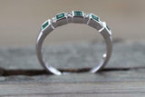 1ct Princess Cut Green Emerald Wedding Band 14k White Gold Finish Square Block