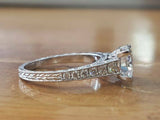 2.5ct Round Cut Diamond Antique Vintage Engagement Ring 14k White Gold Finish
