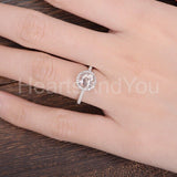 1ct Round Cut Simulated Peach Morganite Halo Engagement Ring 14k RoseGold Plated