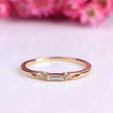 1ct Baguette Cut Diamond Wedding Band Petite Minimalist 14k Yellow Gold Finish