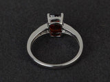 2.4ct Cushion Cut Red Garnet Milgrain Solitaire Accent Ring 14k White Gold Over