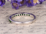 1.7ct Round Cut Green Emerald Wedding Band Half Eternity 14k White Gold Finish