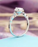 2.5ct Pear Cut VVS1 Diamond Halo Vintage Engagement Ring 14k White Gold Finish
