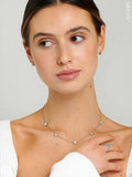 0.6ct Diamond Pendant Chain Round Cut Brilliant Three Star 14k White Gold Finish