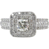 6Ct Round Cut Diamond Dual Halo Cluster Engagement Ring 14K White Gold Finish