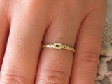 Open Link Chain Style Engagement Ring 0.15ct Round Diamond 14k Yellow Gold Over