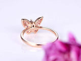 2.4ct Marquise Cut Pink Ruby Engagement Ring Butterfly Design 14k Rose Gold Over