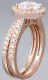 Halo Bridal Set Engagement Ring 2ct Round Cut VVS1D Diamond 14k Rose Gold Finish