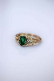 1ct Pear Cut Green Emerald Engagement Ring Floral Petal Leaf 14k YellowGold Over