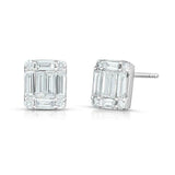 1ct Baguette Cut VVS1 Diamond Stylish Design Stud Earrings 14k White Gold Finish
