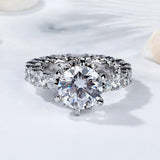 5Ct Round Cut Diamond Cocktail Iced Eternity Engagement Ring 14K White Gold Over